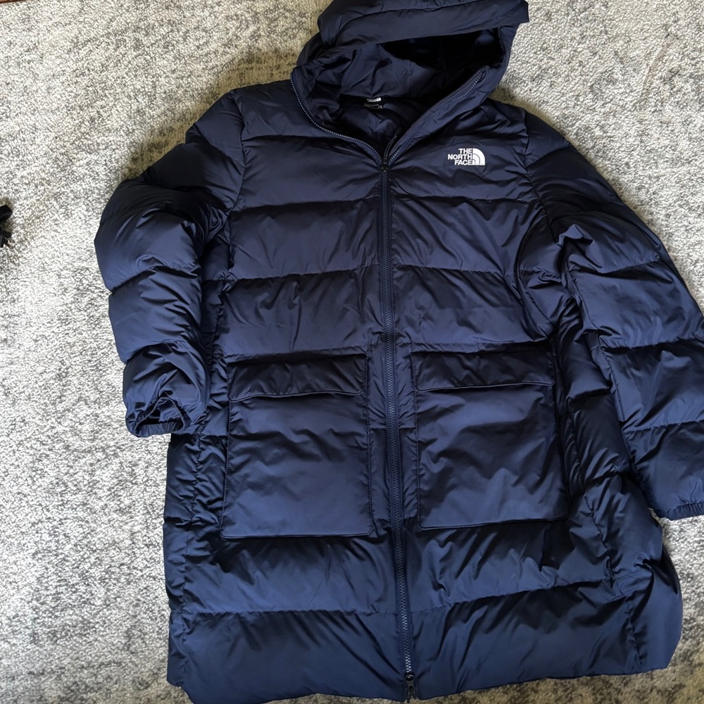 The North Face Hooded Puffer Coat Navy Women’s Size XXXL NWOT - Picture 5 of 6